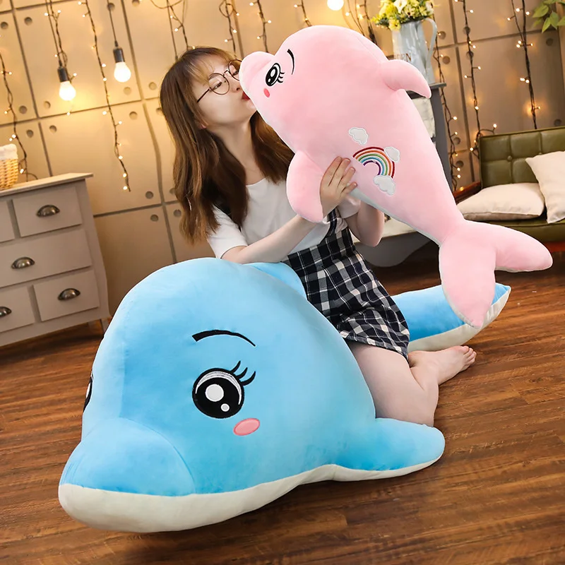 Новый 1 шт. 60 см-130 см мягкий Радужный плюшевый игрушечный Дельфин куклы мягкая подушка для животных Kawaii Подушка игрушка для детей