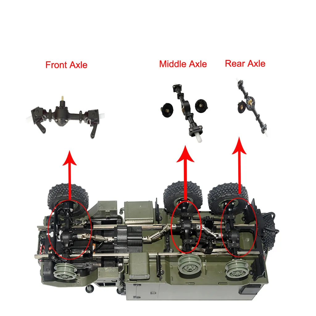 

HINST Metal Gear Front +Central +Rear Axle Part For WPL B36 B16 Suitable For WPL Six-wheel Drive Remote Control Car JAN20