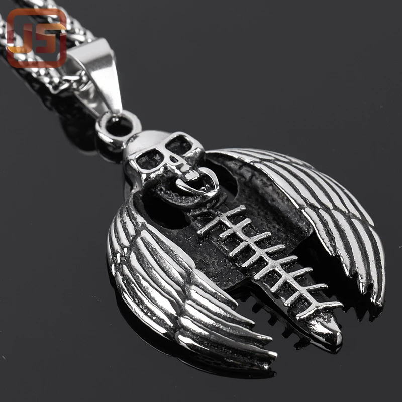 stainless steel jewelry skull shape pendant necklace men's jewelry
