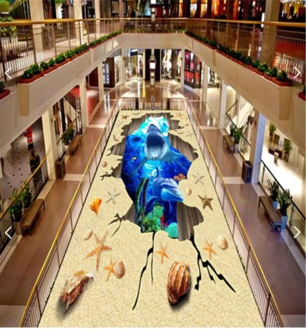 Пользовательские Любой размер 3D Настенные обои глубокая морская Акула Дельфины крытый пол декоративная фреска обои