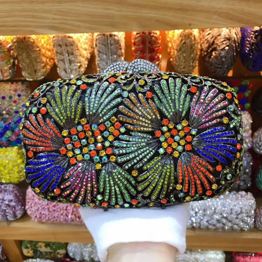 

XIYUAN Fashion Luxury Brand Colorful Crystal Evening Bag gold/silver/blue Diamond Clutch Bag nightclub Party Purse Bling Handbag