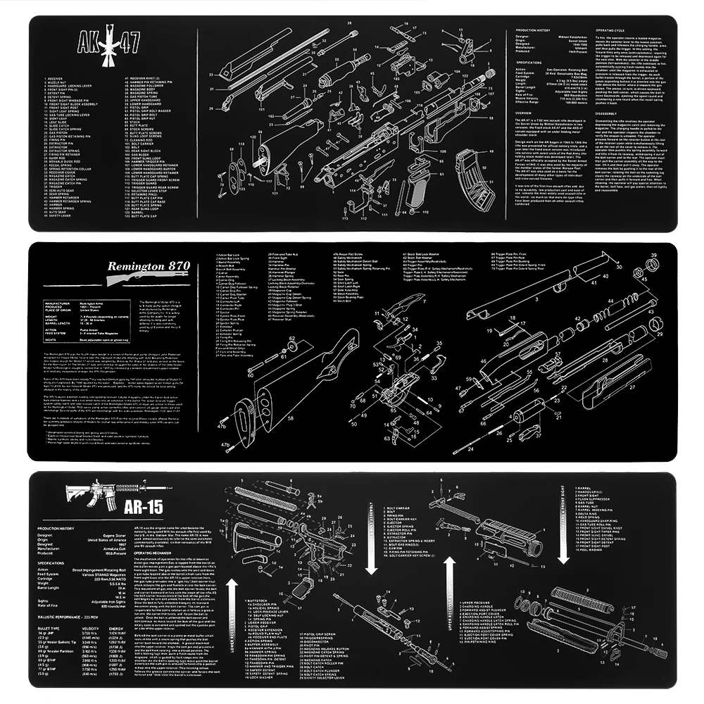 

Magorui AR-15 AK47 Remington 870 Cleaning Rubber Mat 36"x12" Gunsmith Armorer with Parts Diagram and Instructions Mouse Pad Mat