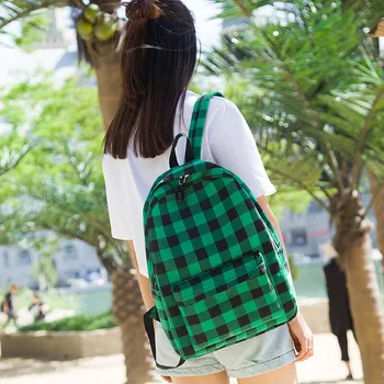 

Schoolbag for Teenage Women Back Pack School Backpack Women's Outdoor Simple Canvas Zipper Contrast Color Backpack Travel Bag