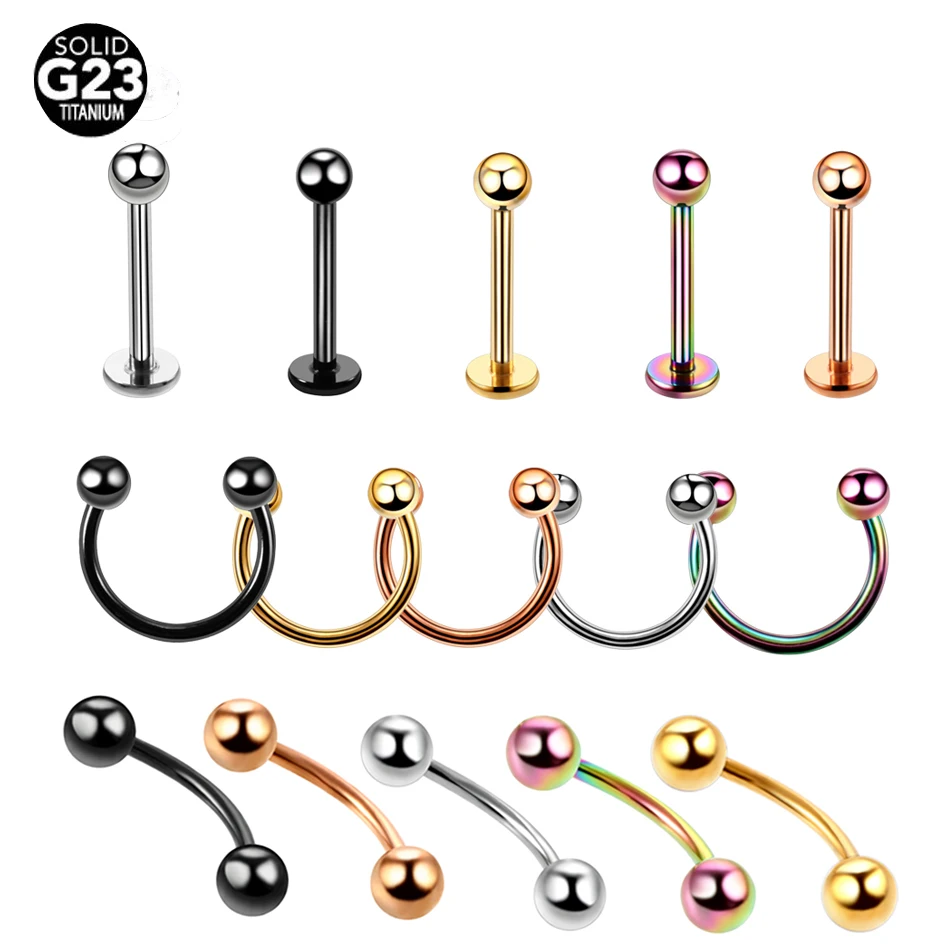 

Swanjo 1PC G23 Titanium 16G Nose Rings Ear Piercing Labret Nose Lip Eyebrow Tongue Ear Piercings Captive Bead Ring Body Jewelry