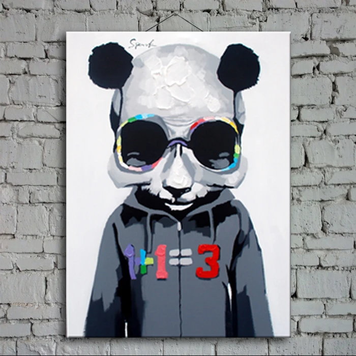 100 Tangan Dicat Lukisan Minyak Di Atas Kanvas Abstrak Seni Kartun Hewan Keren Panda Home Decor Dinding Gambar Seni Untuk Ruang Tamu A26 Oil Painting Paintings On Canvashand Painted Oil Painting Aliexpress