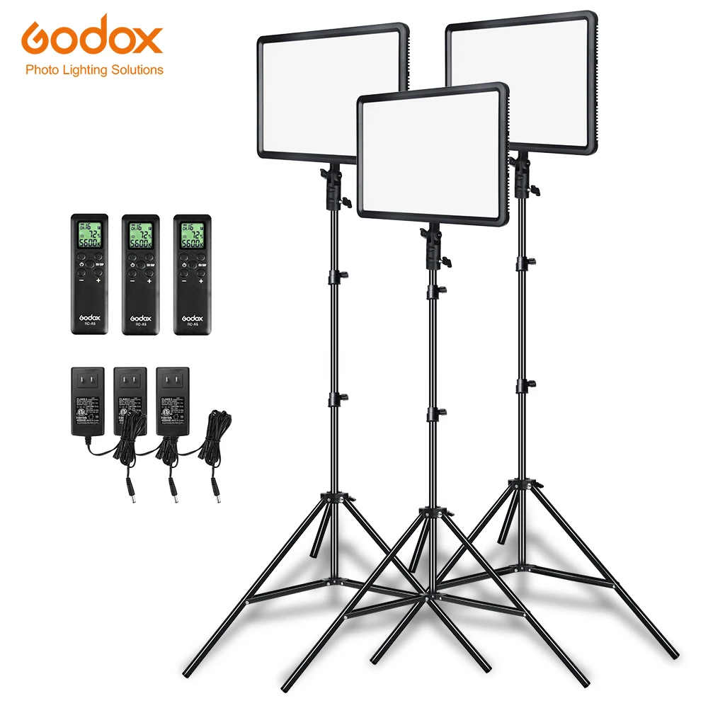 Godox 3 шт. светодиодный P260C ультра-тонкий 30 Вт 3300-5600 k светодиодный свет панели лампы с 3 шт. 2 м осветительная подставка для видеостудии