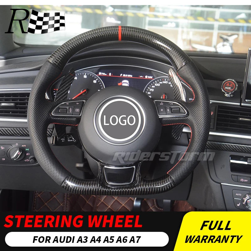 

customized carbon fiber steering wheel For Audi A3 A4 A5 A6 A7 Carbon Fiber Leather Steering Wheel car accessories for audi