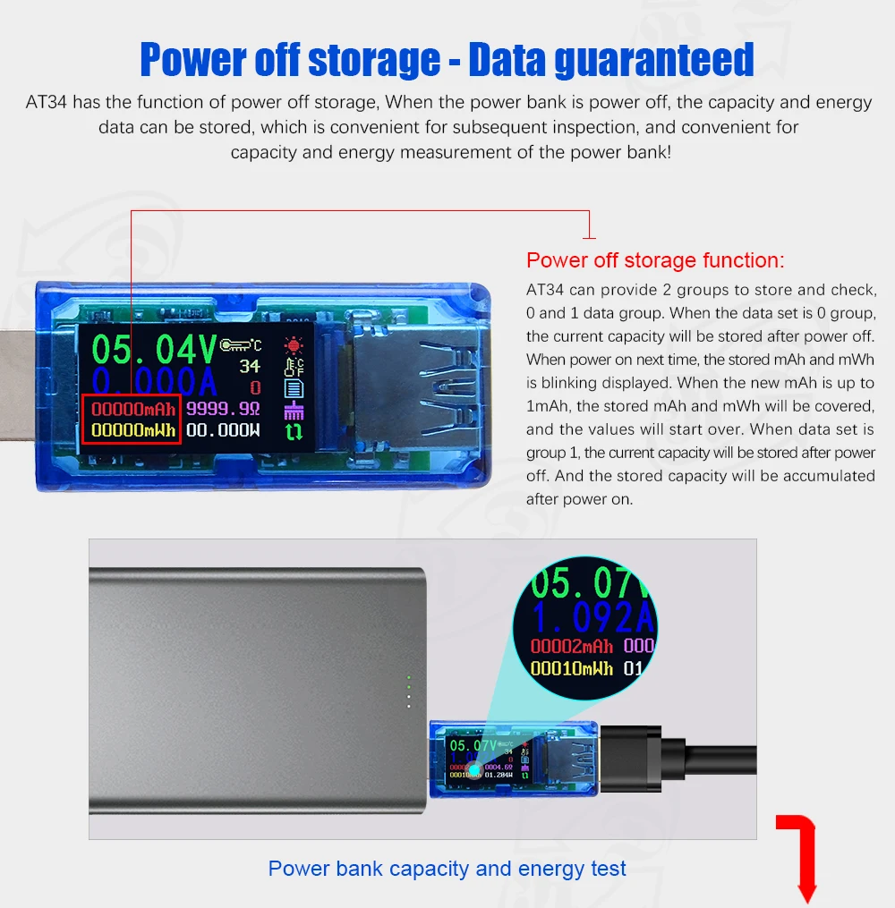 RD AT34 AT35 USB 3,0 цвет ЖК-дисплей Вольтметр Амперметр Напряжение переменного тока метр Цифровой мультиметр батарея заряд power bank USB Тестер