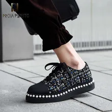 Prova Perfetto; Роскошная Брендовая обувь на плоской подошве; женские лоферы; винтажные лоферы в британском стиле с украшением из бусин и жемчуга; женская обувь; zapatos