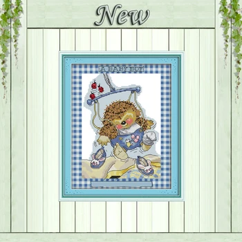 

Hedgehog baby animals paintings counted printed on canvas DMC 14CT 11CT DIY Cross Stitch chinese Needlework kits Embroidery Sets