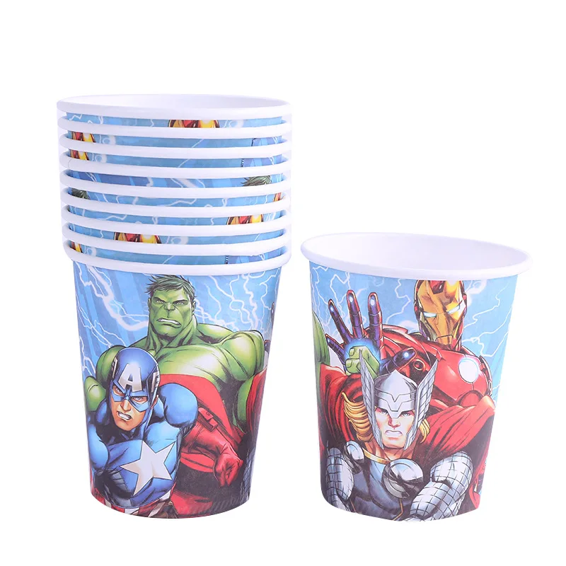 

10pcs 7.5cm*8.5cm*5cm The Avengers Disposable Paper Cups Super Hero Theme Party For Kids Boy Girl Birthday Party supplies