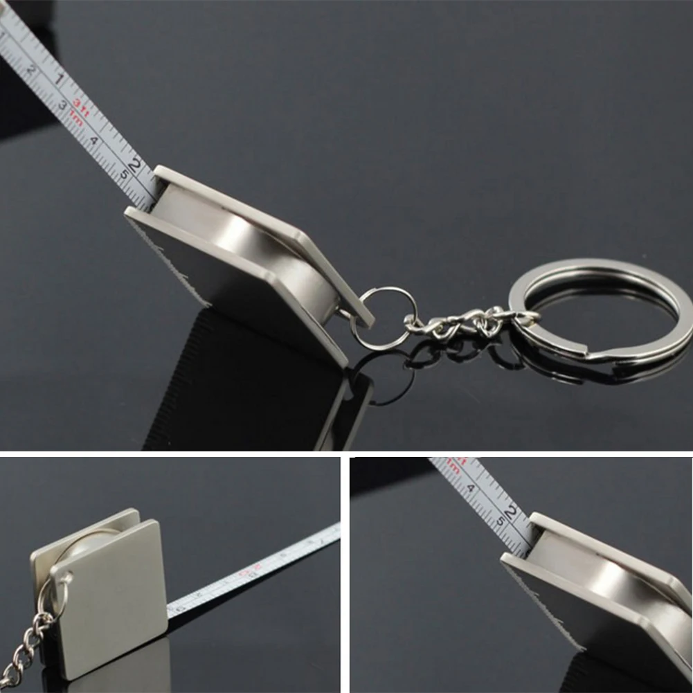 

Durable Gift DIY Work Square Anti Lost Tape Measure Dual Use Pull Ruler Gauging Tool Retractable Keychain Practical Compact