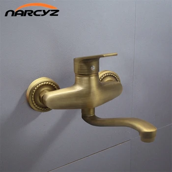 

New Style Shower Faucets Antique Brass Bathroom Faucet Shower Head Wall Mounted only Bath Tub Mixer Tap XT397