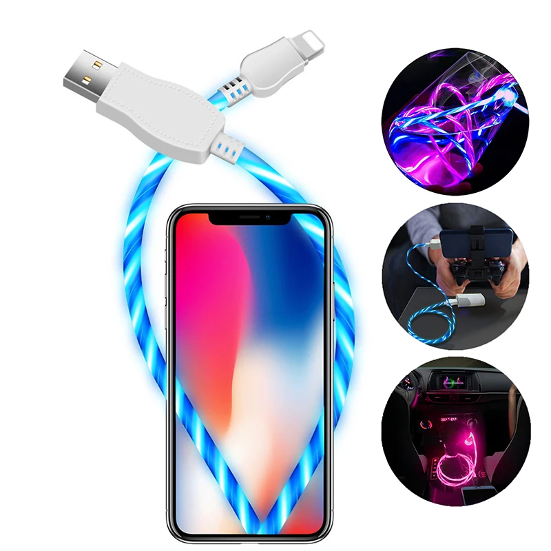 

LED Luminous Glow Charging Cable Type C/Micro USB Data Charger Sync Cord For iPhone 7 Samsung S10 USB Charge Mobile Phone Cables