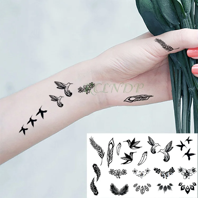 Водонепроницаемая временная татуировка наклейка Ласточка летающая птица флэш-тату временная татуировка рука ноги запястья ноги руки для девушек и мужчин женщин детей - Цвет: Темно-синий
