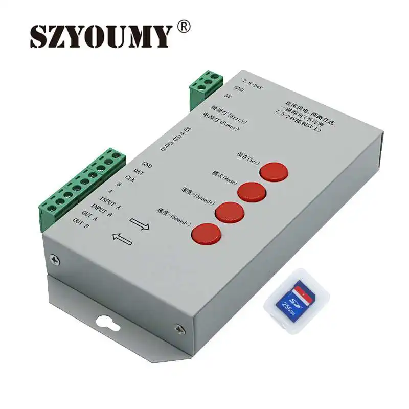 SZYOUMY T1000S SD карта WS2801 WS2811 WS2812B LPD6803 LED 2048 пикселей контроллер DC5 ~ 24 В стандартный RGB 10