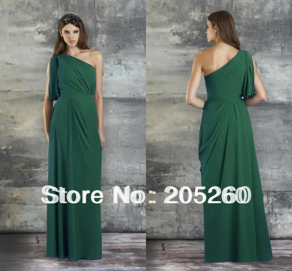 New Arrival Fashion One-Shoulder Long Chiffon Green Bridesmaid gowns FB380 | Свадьбы и торжества
