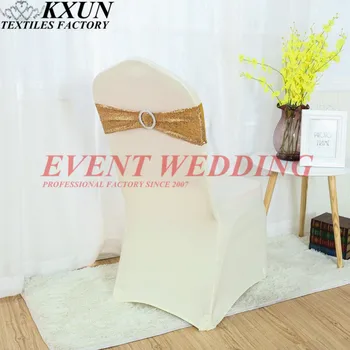 

Wholesale Price Sequin Chair Band Lycra Spandex Chair Sash Tie Bow Include Buckle For Banquet Wedding Chair Cover Decoration
