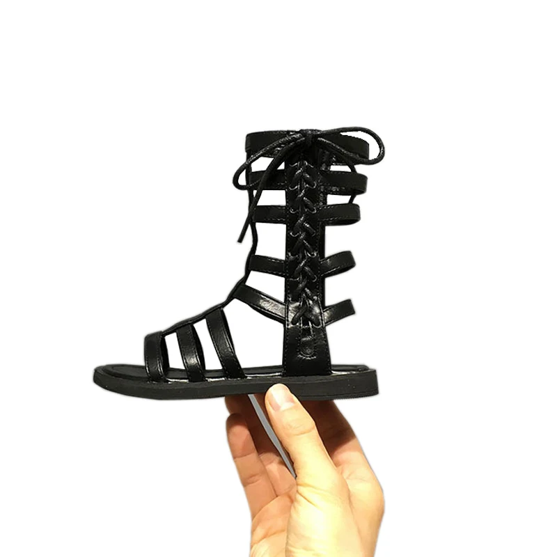 

Summer Roman boots kids shoes High-top gladiator girls sandals kids outdoor high quality Leather toddler Little shoes girls
