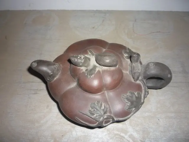 Уникальный старый китайский ручной работы эмалированный Исин Zisha чайник, с отметкой