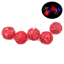 Свадебные праздничные светильники металлические красные шары декоративные лампы для внутреннего использования AA на батарейках рождественские украшения лампы IY310222
