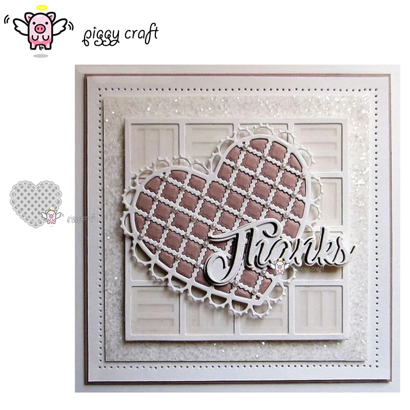 

Piggy Craft metal cutting dies cut die mold 2Pcs Lace net Heart frame Scrapbook paper craft knife mould blade punch stencils die