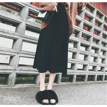 Осенне-зимняя Дамская обувь Винтаж Kintted Высокая талия юбка Женский Повседневное плиссированная юбка на резинке Дамская мода элегантное платье для девочек с узором в ломаную V24