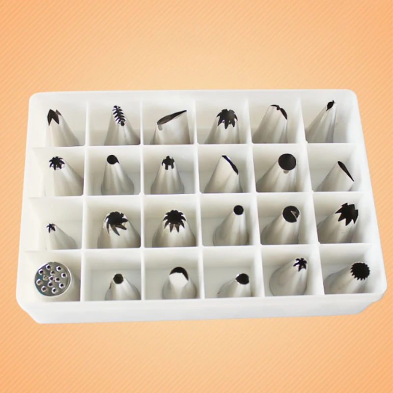 

24pcs/sets Stainless Steel Pastry Tips Icing Piping Nozzles Cupcake Bakery Confectionery Tools Cake Decorating