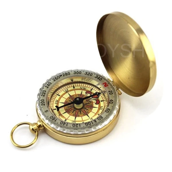 Outdoor Camping Hiking Portable Pocket Brass Gold Color Refined Copper Compass Navigation Outdoor  Activities
