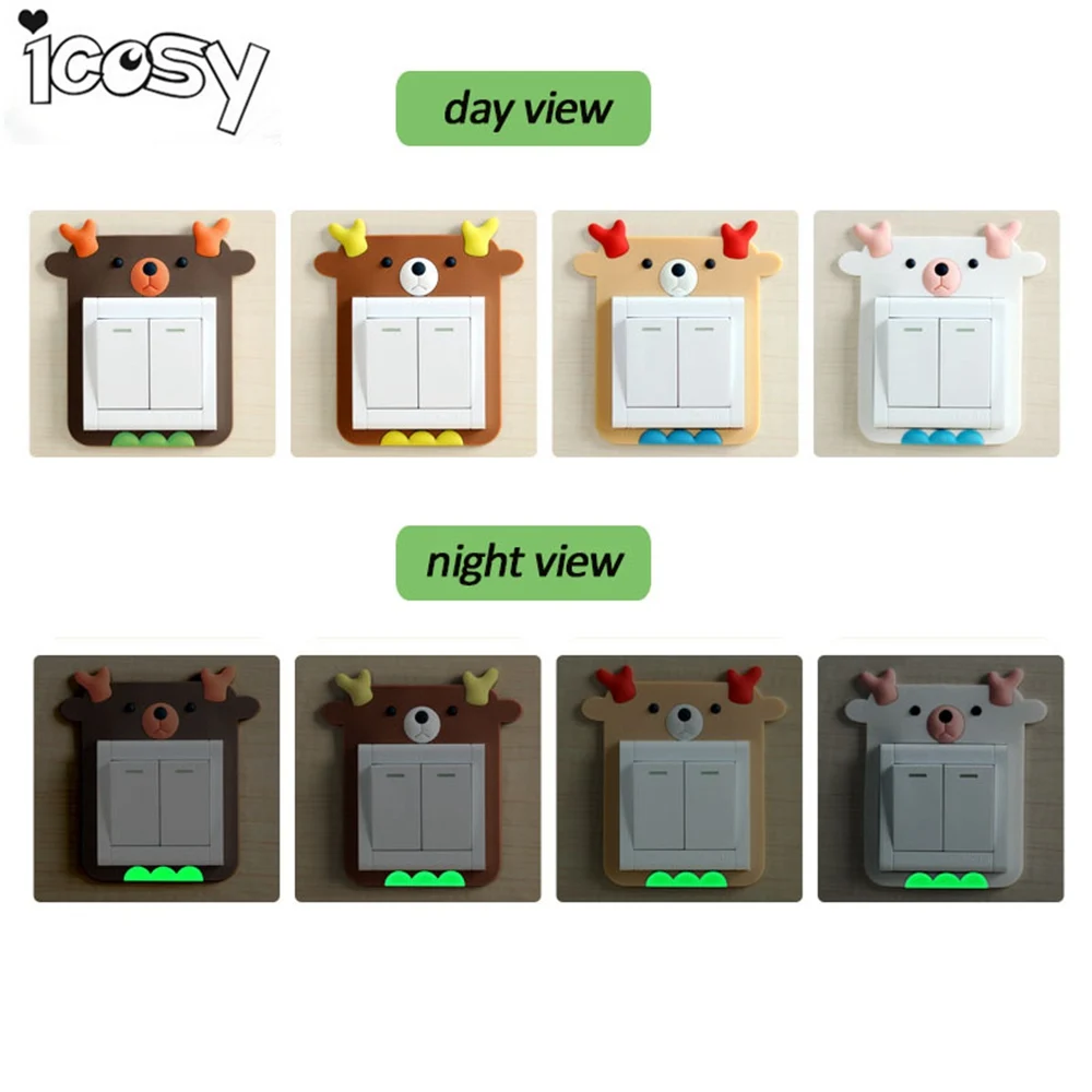 

Luminous Cartoon Switch Panel Stickers Glow in the Dark Silicon Wall Sticker Fluorescent Decal Kid Room Decoration Home Decor