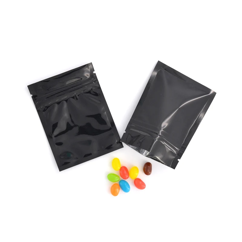 100 шт розничная термогерметичная сумка на молнии для хранения пищевых продуктов глянцевая черная алюминиевая фольга с замком на молнии пластиковые пакеты