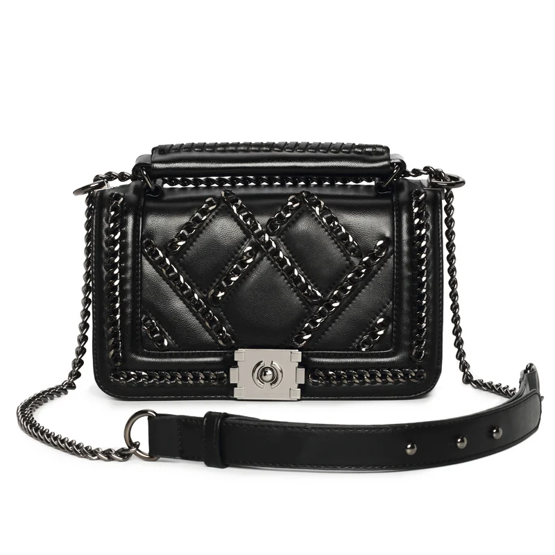 Роскошные женские сумки, брендовая дизайнерская сумка на плечо, сумка через плечо, женская сумка на цепочке, высокое качество, женская сумка - Цвет: Черный