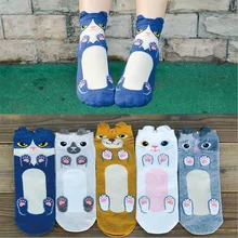 Горячая распродажа! Женские носки с принтом 5 пар/упак. Осень-Зима Красочные забавные животные термальные носки для девушек и женщин милые коттоновые носки