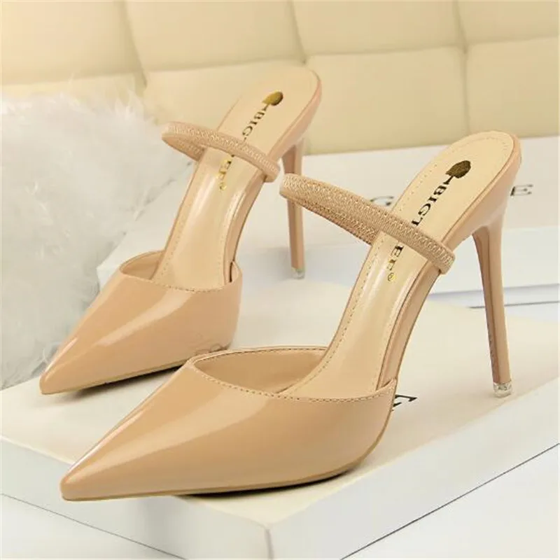 

2019 new pumps for women party shoes mules high heels sandals Patent leather stiletto heels bigtree sexy high heels office shoes