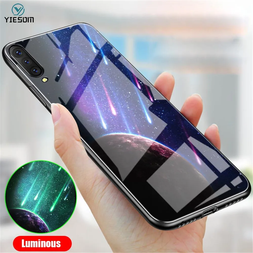 Светящиеся чехлы из закаленного стекла для Xiaomi Mi 9 SE 8 Lite CC9 CC9e MiX3 чехол Redmi Note 7 5 Pro K20