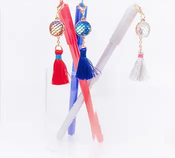 

cute pretty color Tassel Pendant gel ink Pen Kawaii black needle Pen student Writting pen office school staitonery item 40pc/lot