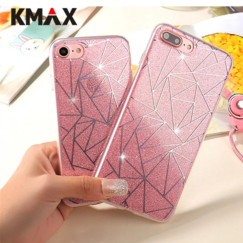 KMAX мягкий чехол для телефона из ТПУ iPhone 6 6S Plus 7 8 plus Blingbling Ромбический Блестящий