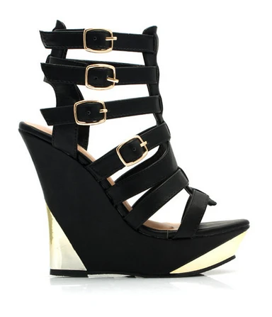 Custom Made Formal Party Black Wedges High Heels Women Shoes Hoof Heels Peep Toe Pointed Toe Women Shoes Free Shipping