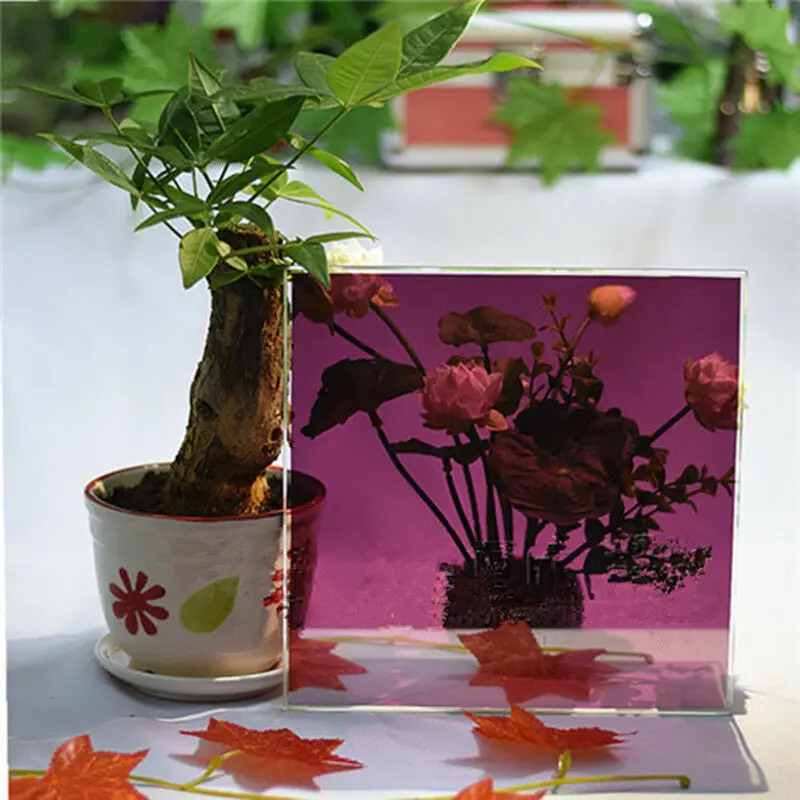 Silver & Red 95% UV Proof Solar Tint Film One Way Vision Film Building Home Office Glass Sticker Reflective Foils 0.5x1m