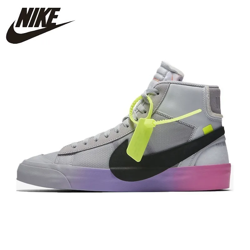 

Nike Blazer Mid x offwhite QUEEN ow Men's Skateboarding Shoes Joint Rainbow New Arrival Breathable Sports shoes # AA3832-002