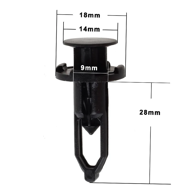 100 шт 9 мм Viehcle Car аксессуары SUV отверстие черное крыло Крепеж заклепки крепления для бампера зажимы для Toyota/Lexus/TC/xA/xB