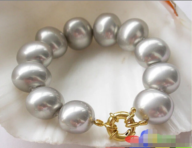 

luster 8" 20mm gray egg SOUTH SEA SHELL PEARL bracelet @^Noble style Natural Fine jewe SHIPPING new >>-hot