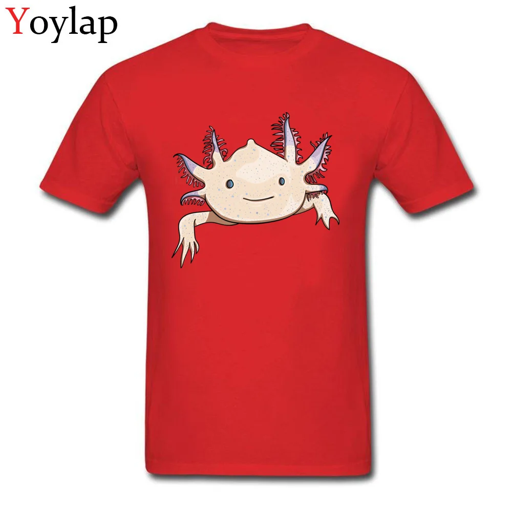 Pure Cotton Tops Shirts Axolotl Friend for Men Casual T-shirts Cool Fitted O Neck Short Sleeve Tee Shirt Top Quality red