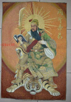 

Free shipping, Tibet Buddhist Thangka Guan Home Furnishing silk decoration