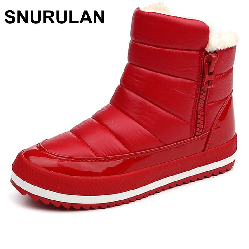 

SNURULAN Women Winter Plush Ankle Boots Female Platform Shoes Flats Women Fashion Mixed Color Graffiti Boots
