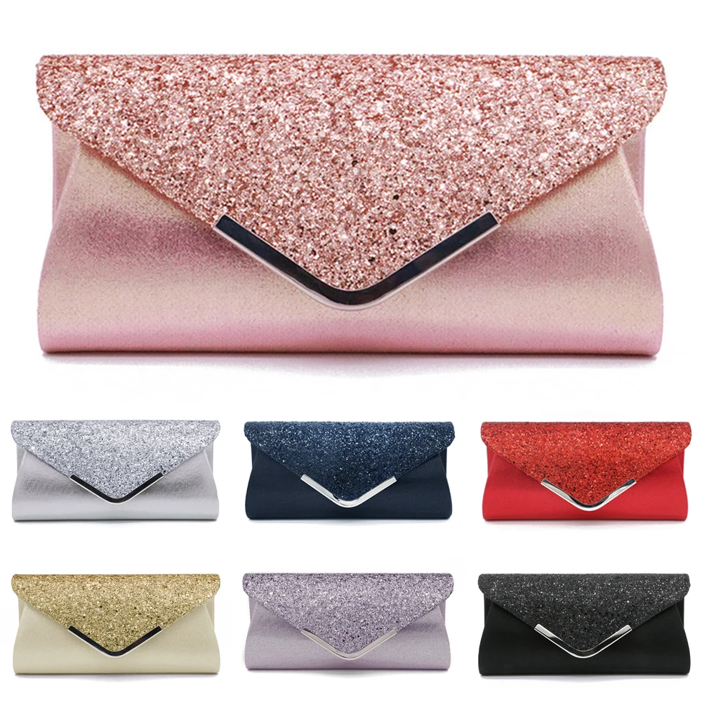 Fashion Lady Women Glitter Clutch Wallet Long Evening Wedding Prom Purse Handbag