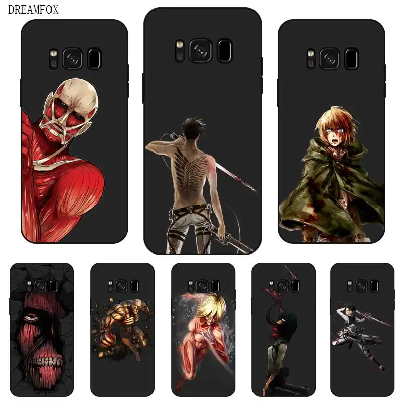 P009 Attack On Titan Unique Black Silicone Case Cover For Samsung Galaxy S5 S6 S7 S8 S9 S10 5G S10E S11 S11E Lite Edge Plus |
