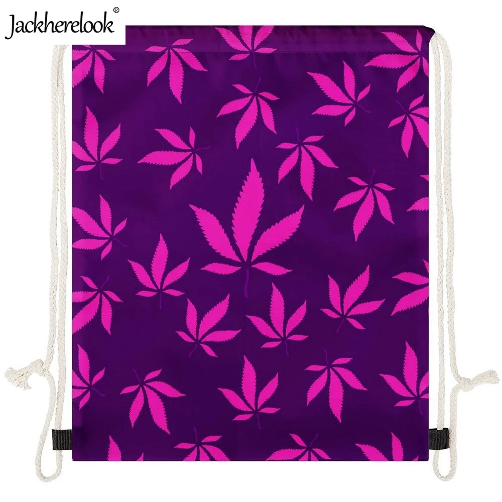 Jackhereook Зеленый конопли листья шаблон женщины мужчины Drawstring сумки повседневные уличные большие рюкзаки для хранения студентов мешок сумки