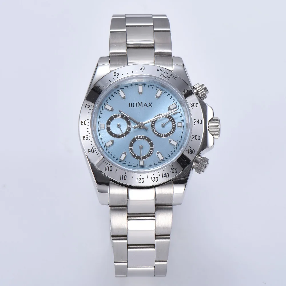 

automatic mens watch daytona fashion sapphire crystal 39mm stainless steel bracelet silver case watch 02