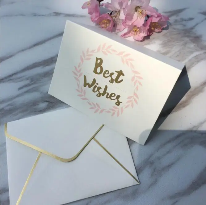 5 шт./лот винтажный Модный конверт с подарочной картой Выпускной День рождения открытка поздравительные открытки спасибо Цветочная открытка - Цвет: Best Wishes -2